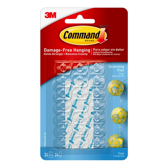 Command Decorating Clips, Clear, 20 Wall Clips