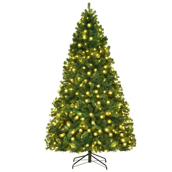 Costway 7.5Ft Pre-Lit Hinged PVC Christmas Tree 400 LED Lights New