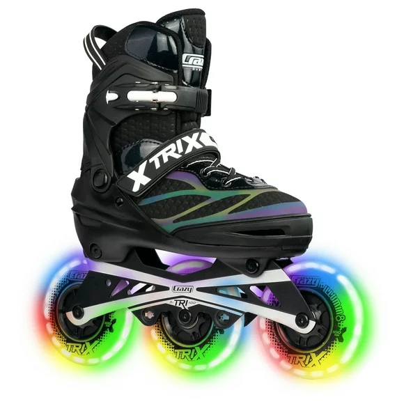 Crazy Skates Trix Size Adjustable Inline Skates with Light Up Wheels - Available with 3 or 4 wheels