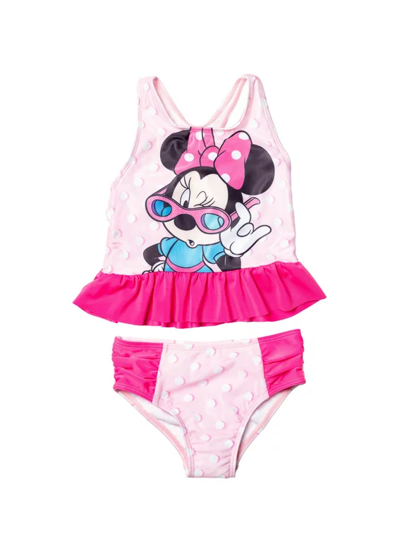 Disney Minnie Mouse Toddler Girls Racerback Tankini Top and Bikini Bottom Swim Set Infant to Little Kid