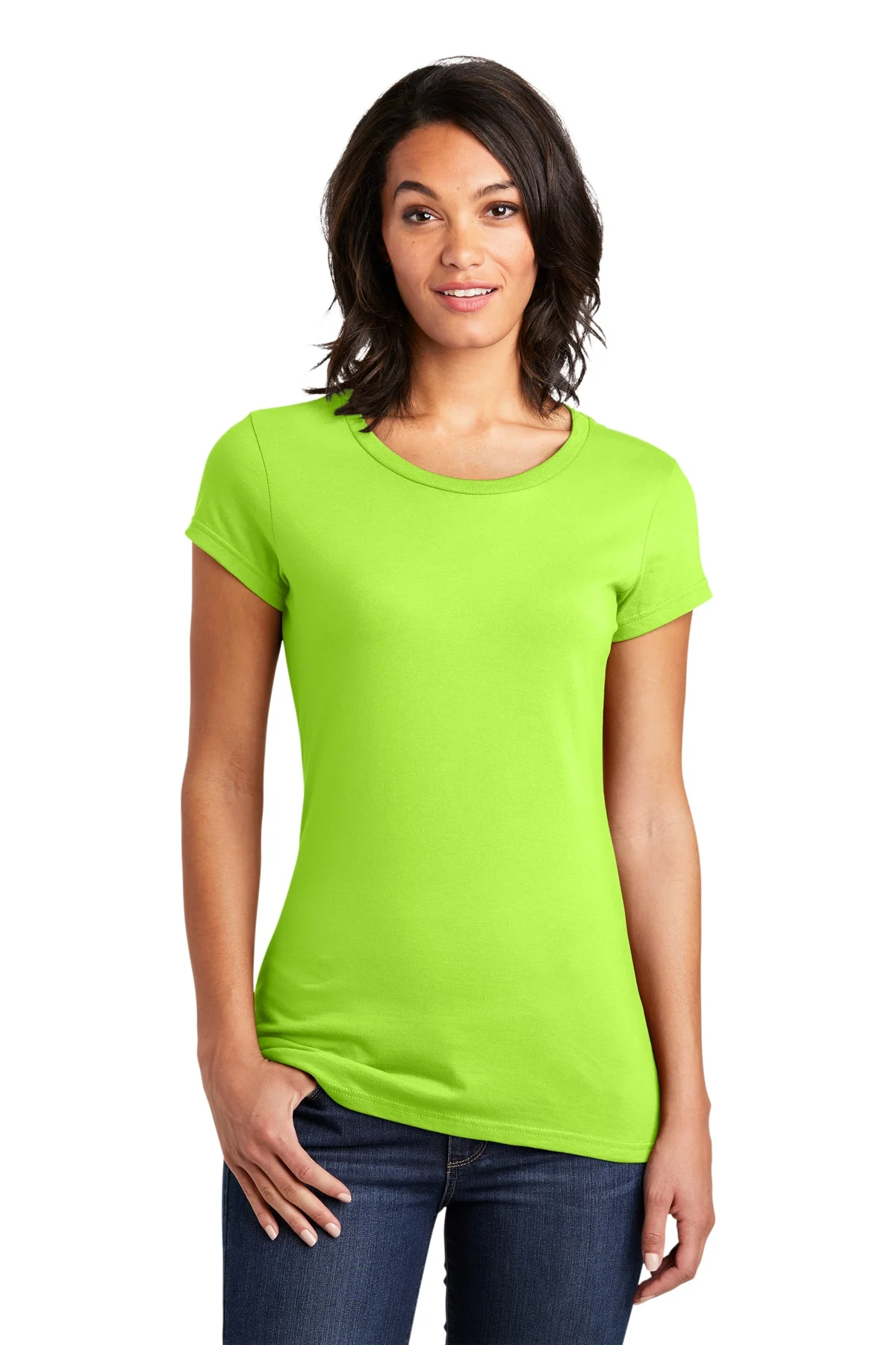 District DT6001 Juniors Very Important Tee , Lime Shock, XXL