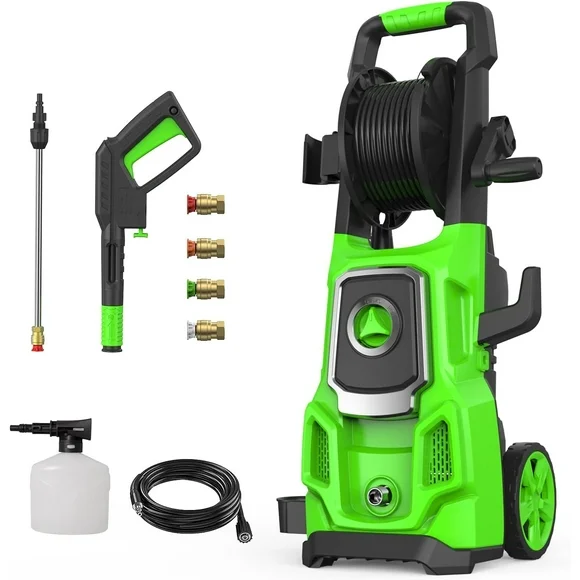 Electric Pressure Washer, 3200 Max PSI, 2.6 GPM Power Washer Machine with Hose Reel,4 Quick Connect Nozzles for Cars/Patios/Floor Cleaning