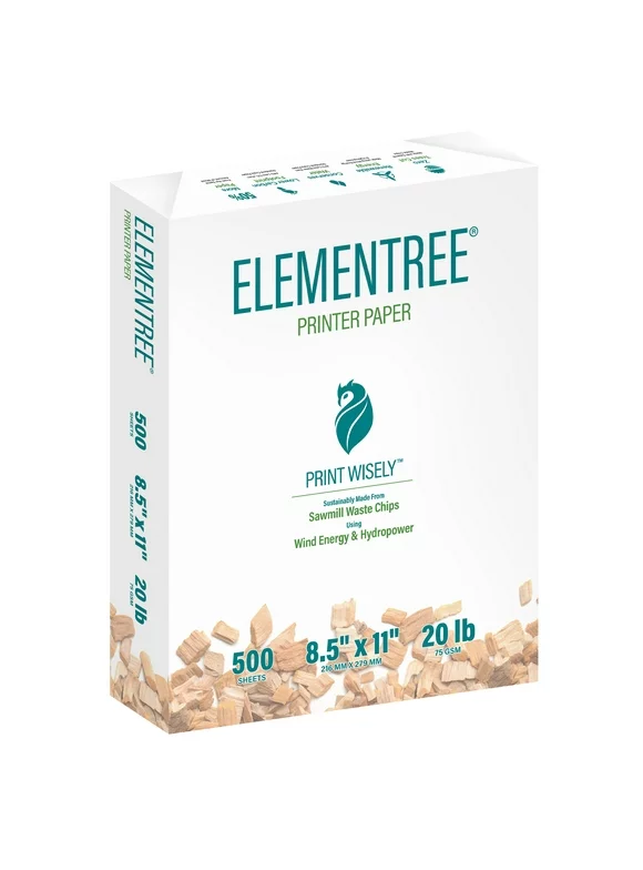 Elementree Sustainable Printer Paper, 8.5" x 11", 20 lb., White, 500 Sheets
