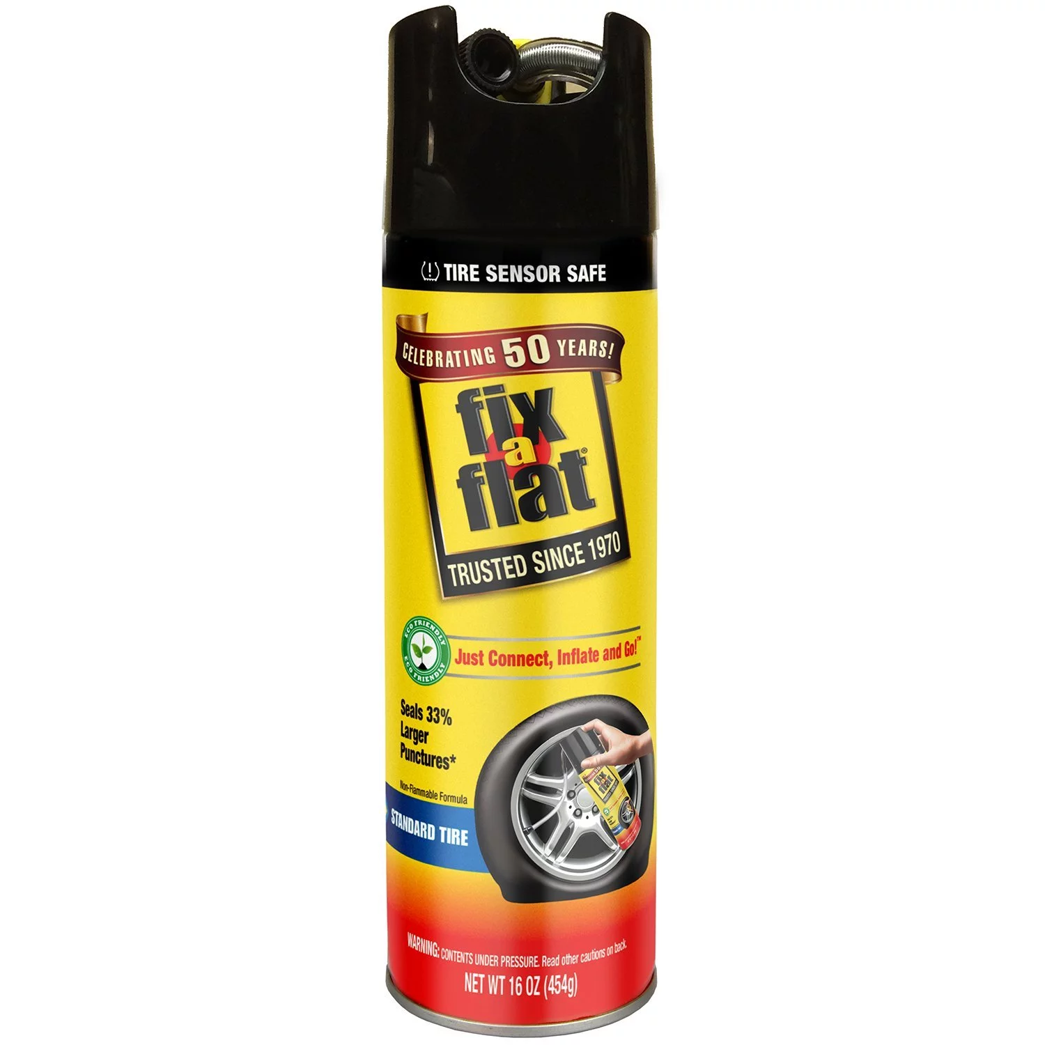 Fix-A-Flat Aerosol Emergency Flat Tire Repair and Inflator, for Standard Tires, Eco-Friendly Formula, Universal Fit for All Cars, 16 oz. (Pack of 1) - S60420
