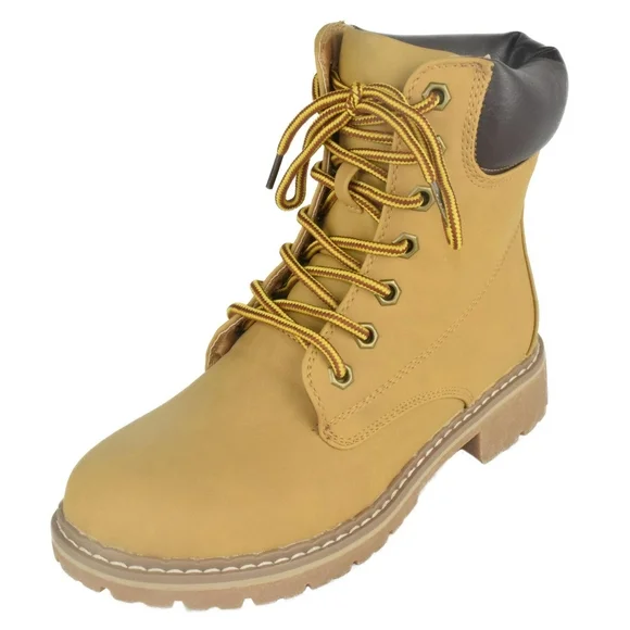 Forever Women Ankle Army Combat Boots Lace Up Work Style Booties BROADWAY-3 Tan Beige Camel 7