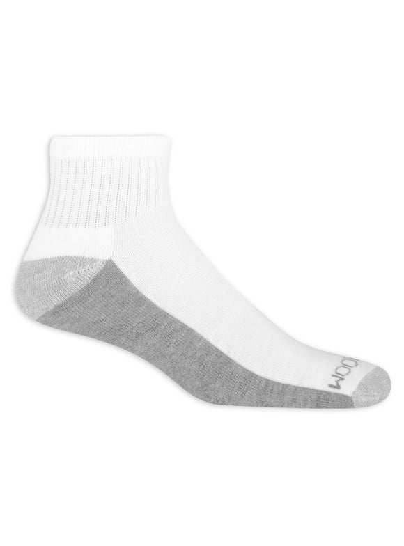 Fruit of the Loom Dual Defense Ankle Socks for Men, White, Sizes 6-12 (12-Pack)