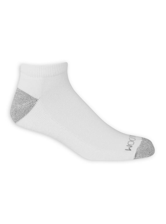 Fruit of the Loom Dual Defense Low-Cut Socks for Men, White, Sizes 6-12 (12-Pack)
