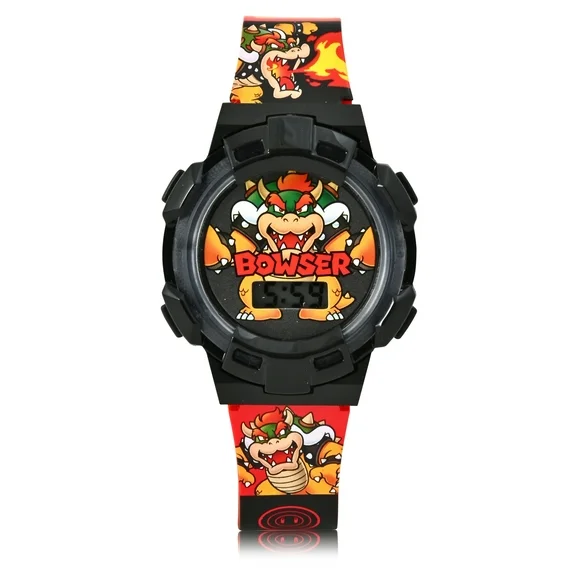 GSM4289WM Mario Kids Flashing Lights LCD Watch with Printed Strap and light up icon
