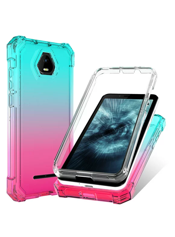 GW USA Case for SCHOK Volt SV55 SV55216 with [Tempered Glass Screen Protector], Front Frame, Rugged Drop Protection, Full-Body Protection Phone Case Cover - Pink/Purple