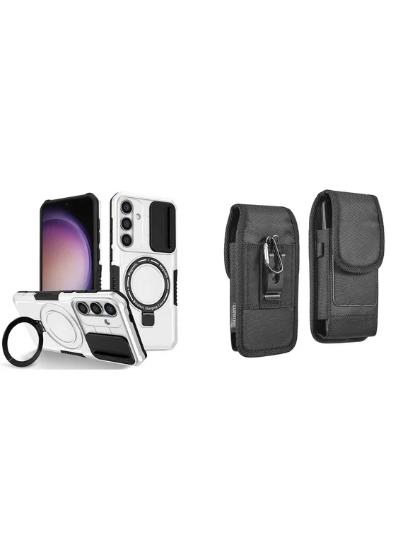 Guardian Series Case for Samsung Galaxy S24 Plus with Belt Clip Holster Carrying Pouch - Ice White