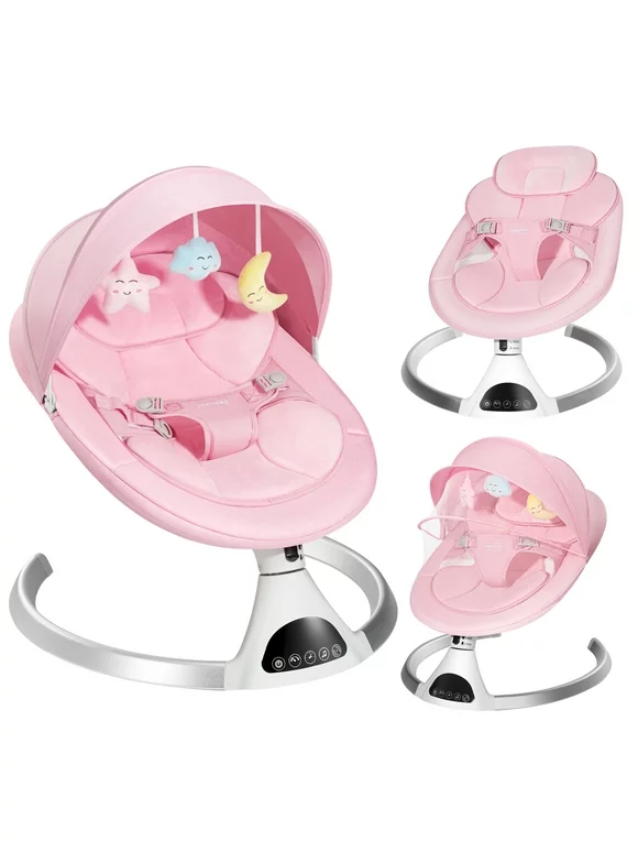 HARPPA Electric Baby Swing, Bluetooth Speaker, Remote Control, Pink