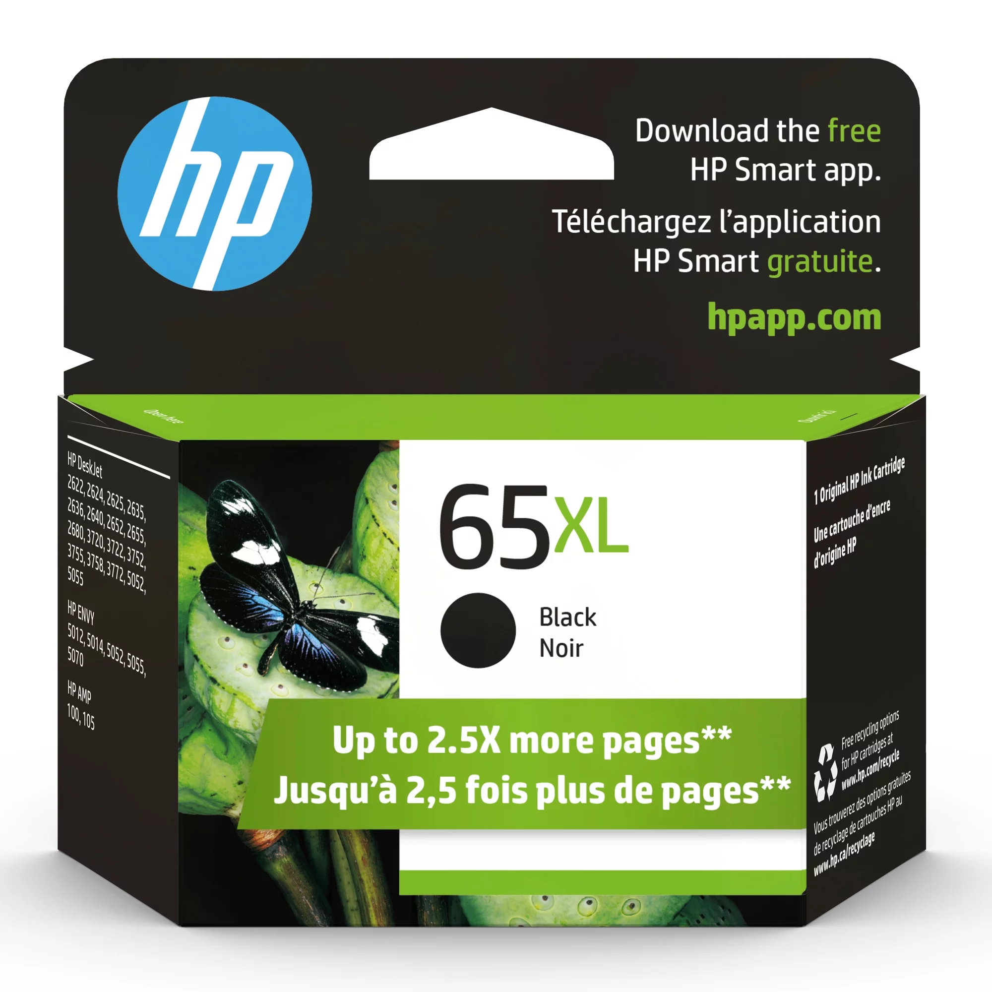 HP 65XL Black Original Ink Cartridge, ~300 pages, N9K04AN#140