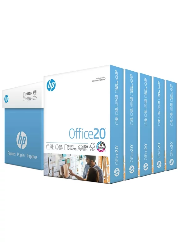 HP Office20, 20lb, 8.5 x 11, 5 reams, 2500 sheets