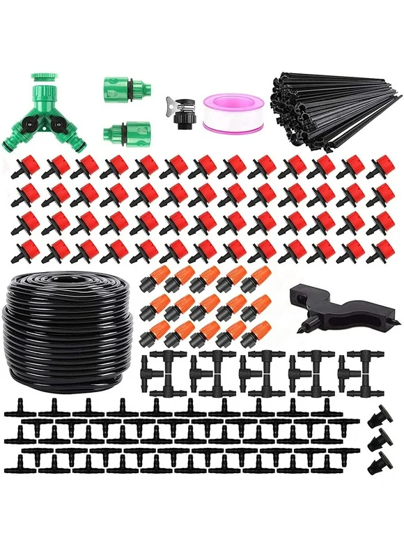 HXXF Drip Irrigation System, 165FT/50M Drip Irrigation Hose+201PCS Garden Drip Irrigation System, DIY Automatic Drip Irrigation Kits for Garden, Greenhouse, Lawn, Patio, Flower Bed