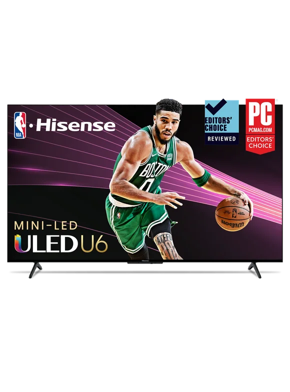 Hisense 55" Class U6 Series Mini-LED ULED 4K UHD Google Smart TV (55U6K, 2023 Model) - QLED, Full Array Local Dimming, HDR 10+, Dolby Vision IQ, 240 Motion Rate, Game Mode Plus VRR