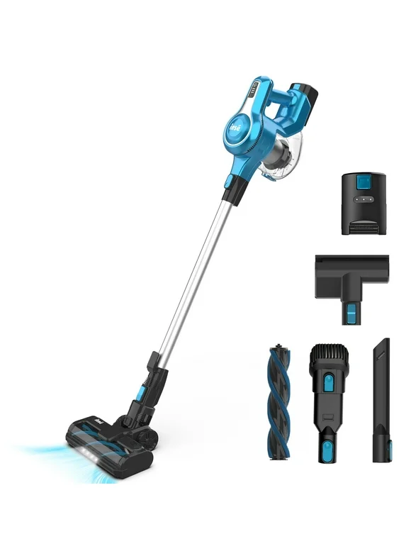 INSE Cordless Vacuum Cleaner, 30kPa 300W Powerful Suction Stick Vacuum up to 45min Runtime, Rechargeable Battery Vacuum, 8-in-1 Lightweight Vacuum for Carpet Hard Floor Pet Hair