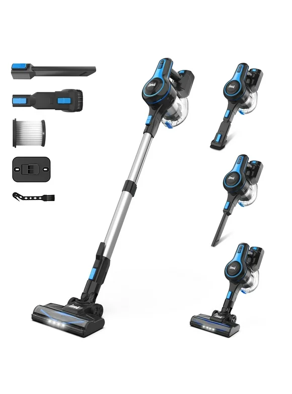 INSE Cordless Vacuum Cleaner 6-in-1 Stick Vacuum 20kPa Lightweight for Hard Floor Carpet Pet Hair Blue