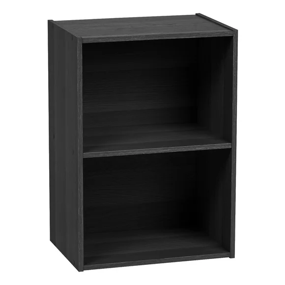 IRIS USA 2-Tier Wood Bookshelf, Cube Organizer, Black