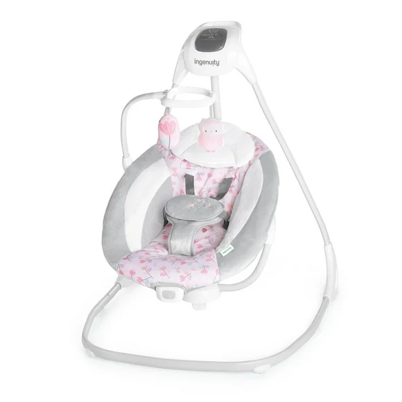 Ingenuity SimpleComfort Multi-Direction Compact Baby Swing with Vibrating Seat, Unisex - Cassidy (Pink)