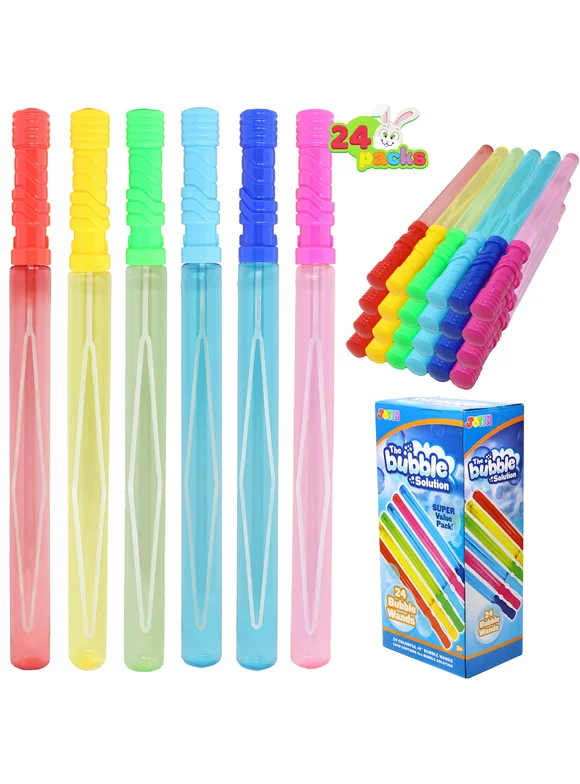 JOYIN 24 Pack 14" Big Bubble Wands Bulk for Summer Toy, Outdoor/Indoor Activity Use, Easter, Bubbles Party Favors Supplies for Kids
