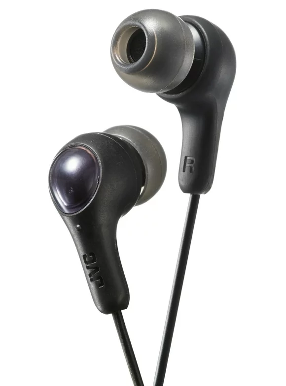 JVC Gumy Plus Earbuds - in Ear Headphones (HA-FX7BN), Powerful Bass Sound, Comfortable and Secure Fit, Comes with S/M/L Silicone Ear Pieces, 3.3 ft Cord (Black)