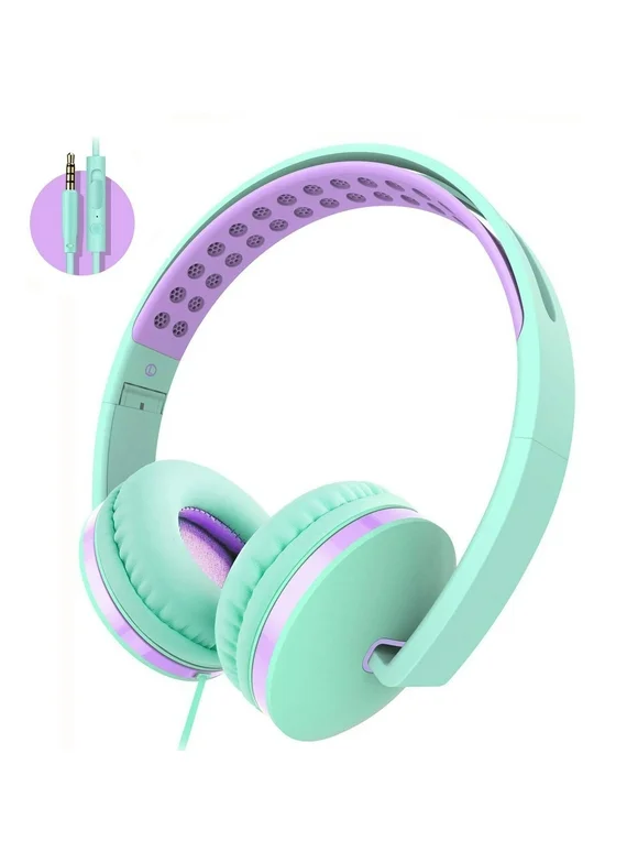 Kids Headphones for School, Seenda Lightweight Foldable Stereo Bass Kids Headphones with Microphone, Volume Control for Cell Phone, Tablet, Laptop, MP3/4