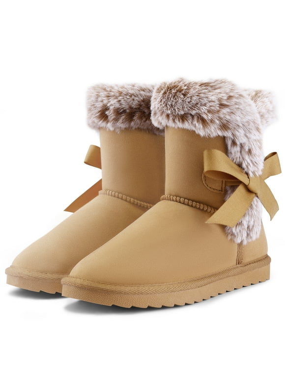 Kushyshoo Girls Kids Snow Boots for Warmth Brown Non-Slip Outdoor Winter Footwear Lightweight Size 3M