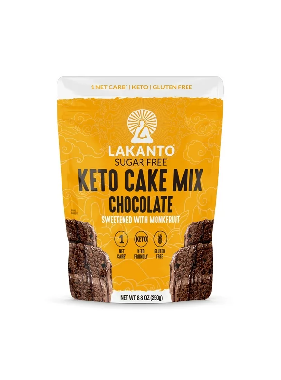 Lakanto Sugar Free Keto Cake Mix - Sweetened with Monk Fruit Sweetener, Gluten Free, 1 Net Carb, Keto Diet Friendly, Delicious - Chocolate