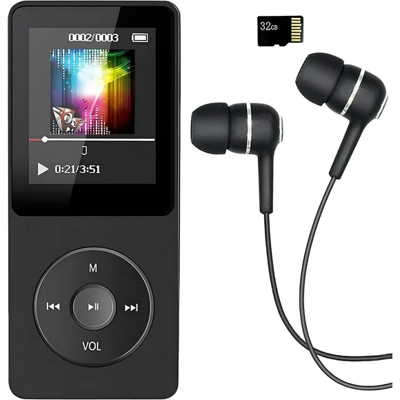 MP3 Player, Music Player with 32GB Micro SD Card, Earphone,Build-in Speaker/Photo/Video Play/FM Radio/Voice Recorder/E-Book Reader, Supports up to 128GB for Kids,Running,Walking