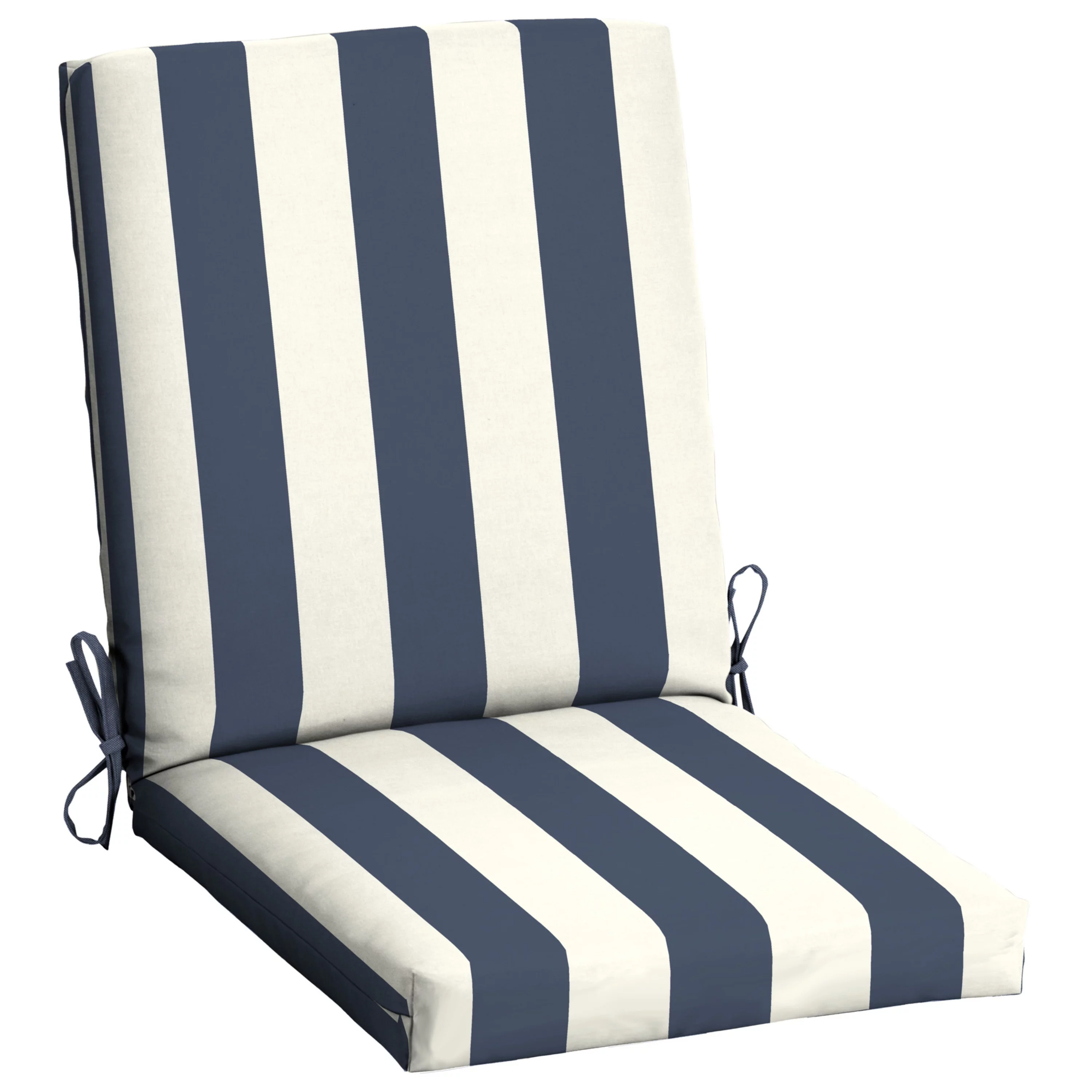 Mainstays 43" x 20" Navy Blue Stripe Rectangle Patio Chair Cushion, 1 Piece