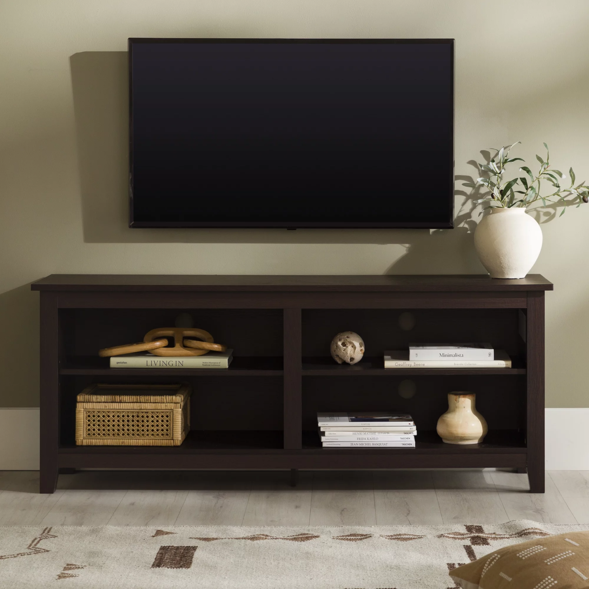 Manor Park Open Storage TV Stand for TVs up to 65", Espresso