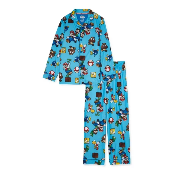 Mario Boys Exclusive 2-Piece Pajama Coat Set Sizes 4-12
