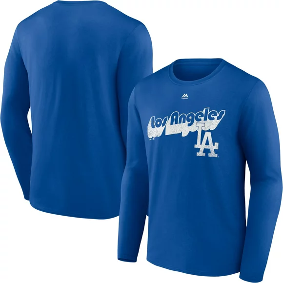 Men's Majestic Royal Los Angeles Dodgers Walk-Off Long Sleeve T-Shirt