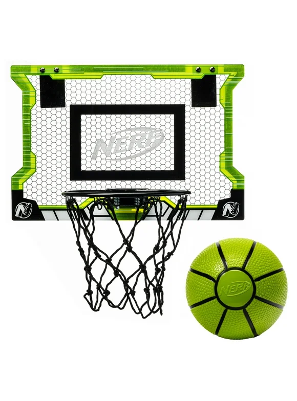 NERF Pro Hoop Basketball Set - Pro Hoop Mini Hoop Set with Mini NERF Basketball - Steel Rim Great for Dunking - Over the Door Basketball Hoops