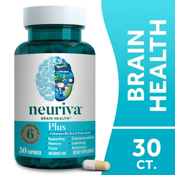 Neuriva Plus Brain Health Supplement, Vitamins B12 & B6, Support for Memory and Focus, 30ct Capsules