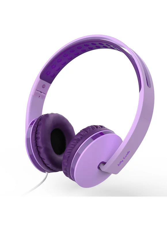 On Ear Headphones with Mic, Seenda Foldable Corded Headphones Wired Headsets with Microphone, Volume Control for Cell Phone, Tablet, PC, Laptop, MP3/4, Video Game (Purple)