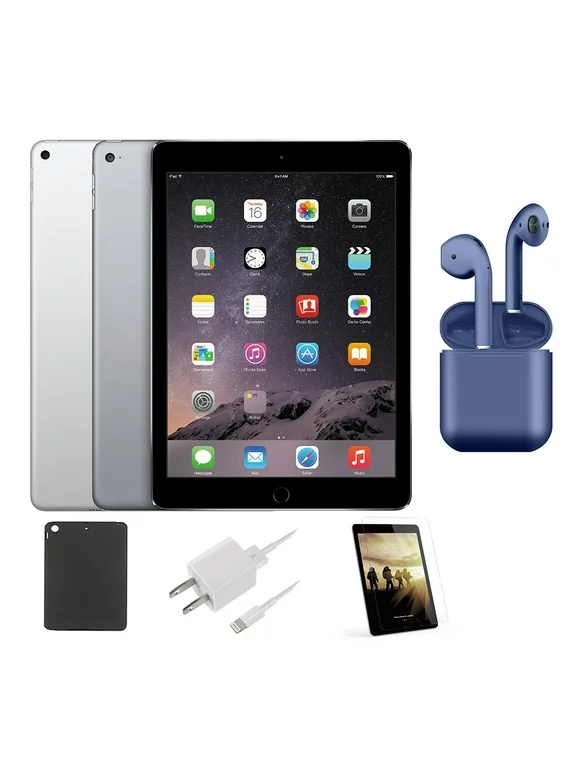 Open Box Apple iPad Air 9.7-inch Latest OS 64GB Wi-Fi Only Bundle: Pre-Installed Tempered Glass, Case, Rapid Charger, Bluetooth/Wireless Airbuds By Certified 2 Day Express