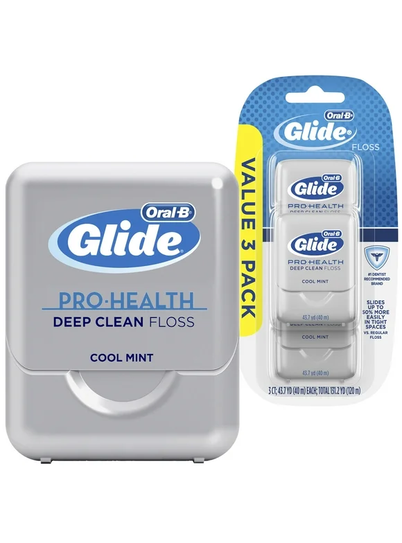 Oral-B Glide Pro-Health Deep Clean Cool Mint Lightly Waxed Dental Floss, Value 3 Pack (40m Each)