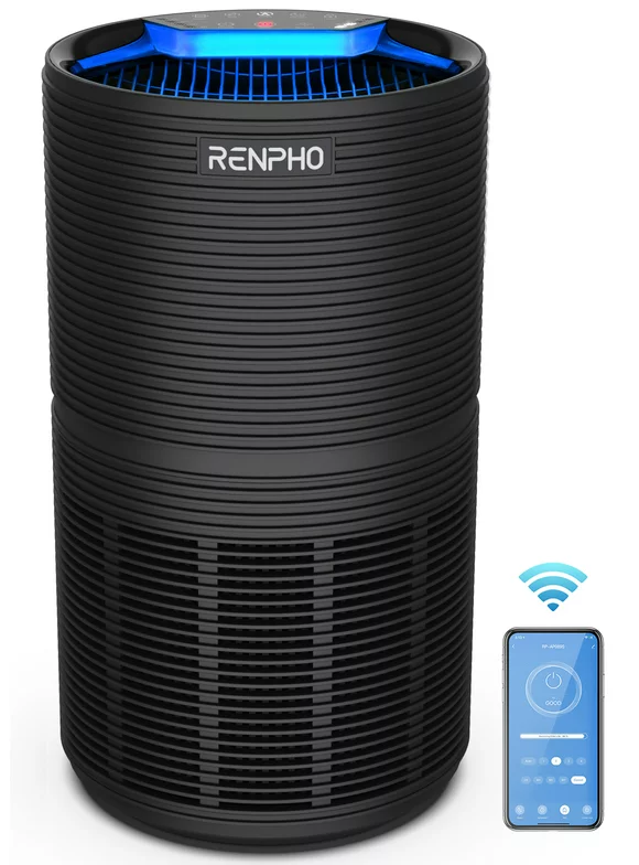 RENPHO WiFi Air Purifier for Home Large Room 1440 Sq.ft, Air Purifier with H13 True HEPA Filter, Air Cleaner for Allergies Pet Dander, Eliminates Pollen, Dust, Odor, 100% Ozone Free