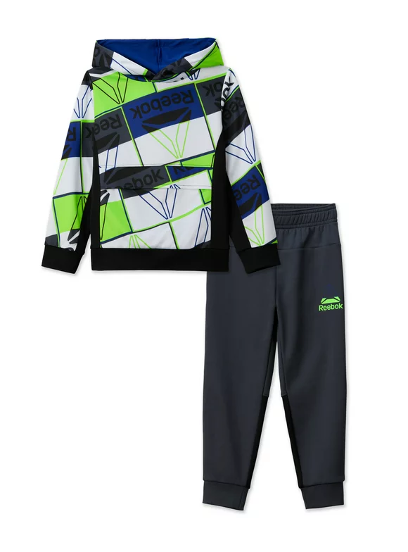 Reebok Toddler Boy Blocks Printed Pullover Hoodie and Jogger Pants Outfit Set, 2-Piece, Sizes 12M-5T