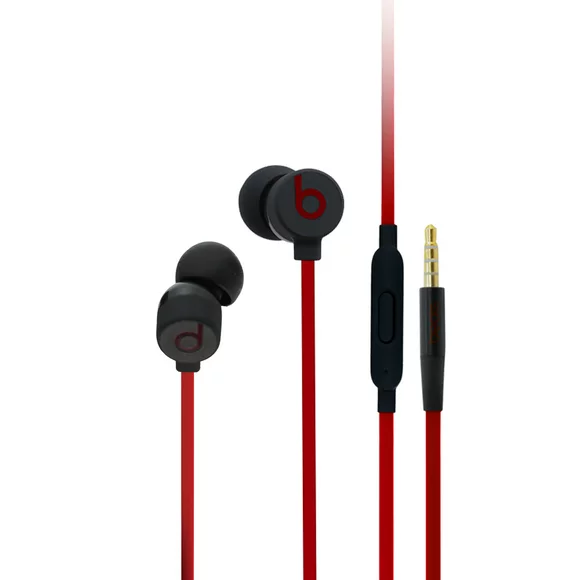 Restored Beats by Dr. Dre Beats urBeats 3 Earphones with Linein Mic Wired 3.5mm Jack Noise Isolating, Black/Red (Refurbished)