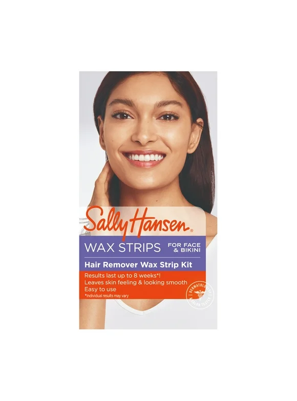 Sally Hansen Hair Remover Wax for Face, Body, and Bikini, Pack of 34 Wax Strips, Salon Quality Results