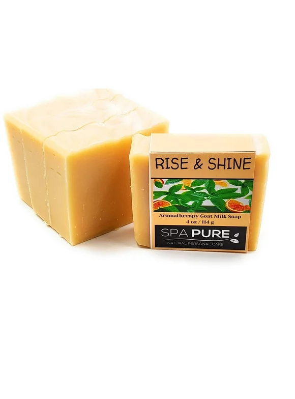Spa Pure Aromatherapy Luxury Soap, made with plant based ingredients, essential oils, all natural, 4.5 oz each (Rise 'N Shine)