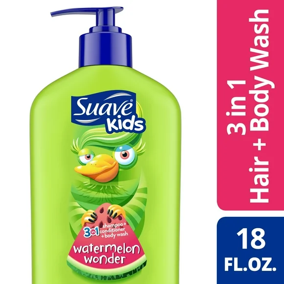 Suave Kids 3-in-1 Shampoo Conditioner & Body Wash, Wacky Melon, 18 oz