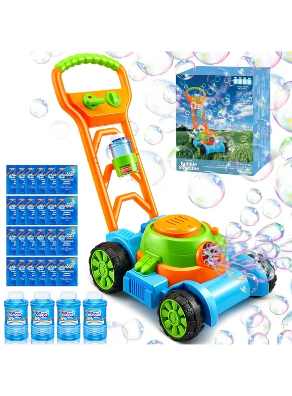 Syncfun Bubble Lawn Mower, Bubble Machine Summer Outdoor Games Toys for Kids Toddler 3-6 Years Old, Bubble Maker Push Toy Boys Girls Birthday Gifts - Blue