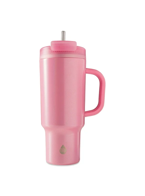 TAL Stainless Steel Hudson Tumbler with Straw 40 fl oz, Shimmering Pink