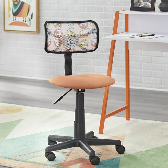 TMS Focus Task Cushioned Chair with Adjustable Height & Swivel Seat, 100 lb. Capacity, Orange with Black Frame