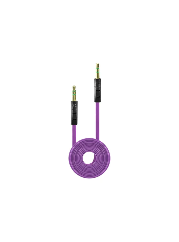 Tangle Free Flat Wire Car Audio Stereo Auxiliary Aux Cord Cable Adapter for iPhone 6S 6 Plus 5.5 / 4.7 Samsung Galaxy S8 S8 Plus S7 Headphones, iPods, iPhones HTC Holiday/Vivid - Purple
