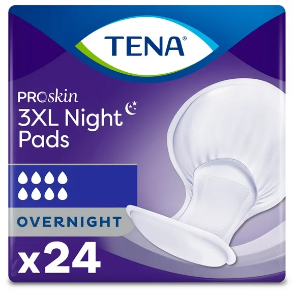 Tena ProSkin 3XL Incontinence Pads, Overnight Absorbency, 24 Ct