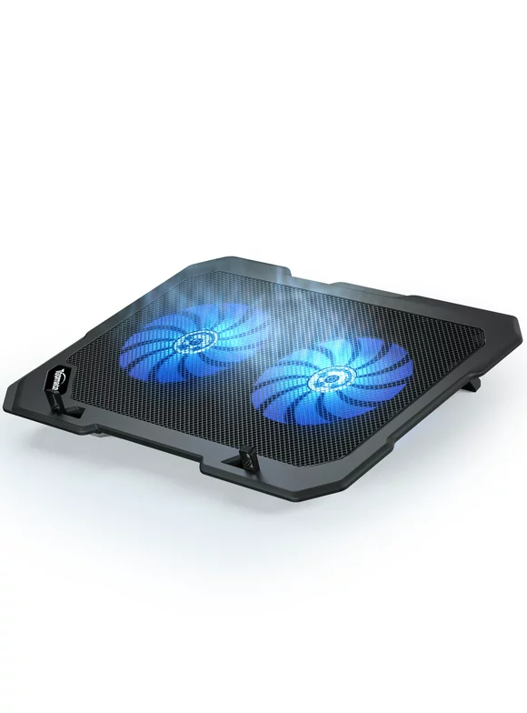 TopMate C302 Laptop Cooling Pad for 10-15.6" Laptops, Ultra Slim Laptop Cooling Fans with 2 Quiet Fans and Blue LED Light, Notebook Computers Cooler Mat with Built-in USB Cable Plug and Play
